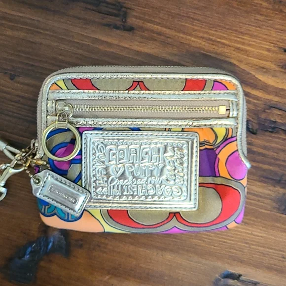 Coach wristlet mini wallet in jewel tone signature Poppy - Picture 5 of 7